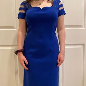 NWT Vibrant royal blue dress with mesh sleeves 💙
